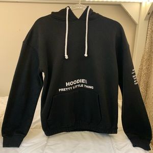 PRETTYLITTLETHING Black Oversized Graphic Print Hoodie